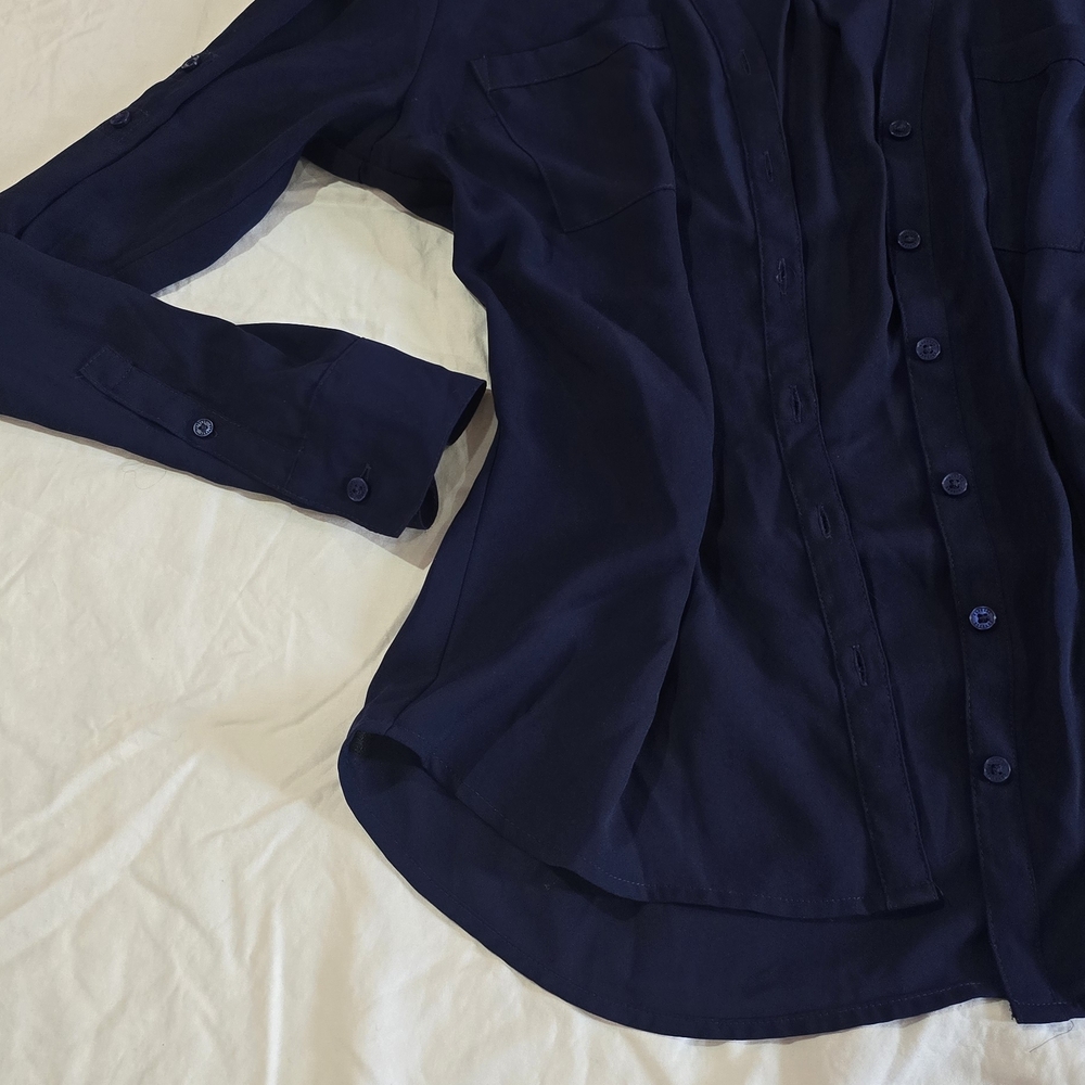 Navy Button-Up Blouse - Picture 4 of 5